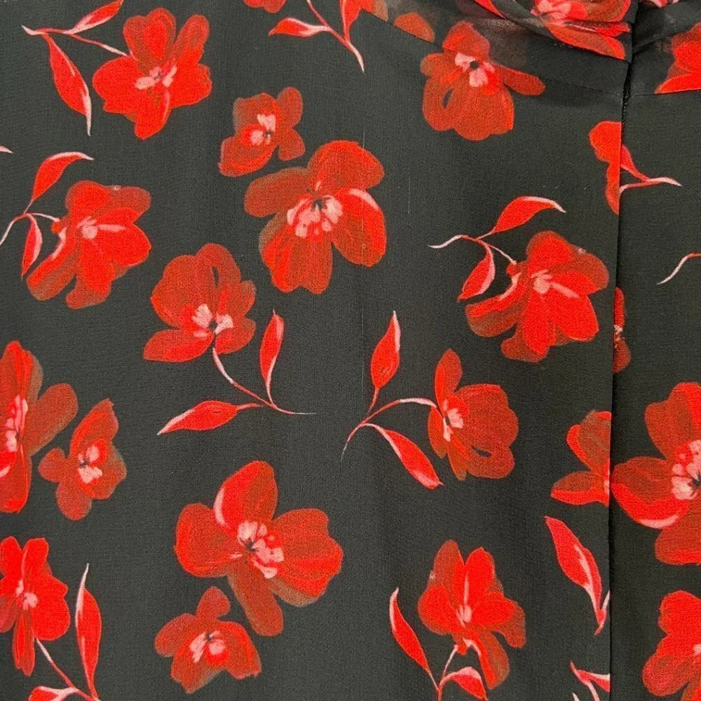 Badgley Mischka Black Red Floral High Neck Sheath Dress $495 - Picture 14 of 14